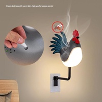 Silver USB Rechargeable Rooster Wall Lamp with Sound, Aromatherapy, and Decorative Design - Creative Nightlight for Bedroom and Corridor thumbnail