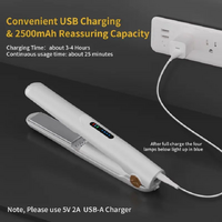 Pink Portable Mini Wireless Hair Straightener - USB Rechargeable, 2-in-1 Curling & Straightening Iron, Adjustable 3-Temperature Settings , 20s Fast He thumbnail