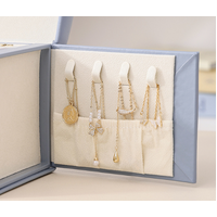 Light Blue Luxury PU Leather Jewelry Storage Box - 3-Tier Organizer with Mirror for Necklaces, Earrings, and Rings(Jewelry is a photo prop and is not  thumbnail