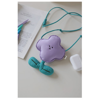 Purple Mini Crossbody Coin Purse & Earphone Pouch - Adorable Floral Design, Small Bag for Lipsticks, Lightweight Travel Essentials thumbnail