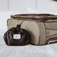 Black Portable Drawstring Cosmetic Storage Bag for Travel and Daily Use(Cosmetics pictured are photo props and are not included) thumbnail