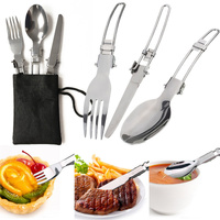 Orange And Grey Compact Outdoor Camping Cookware Set with 410 Stainless Steel Utensils thumbnail