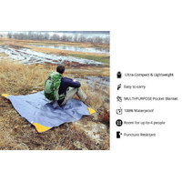Orange And Grey Portable Waterproof Camping Mat - Foldable Picnic and Beach Blanket thumbnail