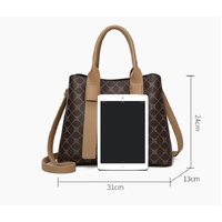 Off White And Blue Retro Fashion Handbag - Elegant Tote with Large Capacity for Work and Daily Use thumbnail