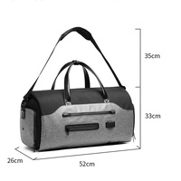 Men's Gray Waterproof Multi-Functional Travel Duffel Bag - Foldable Short Trip Gym Bag with Shoe Compartment thumbnail
