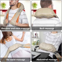 Portable Kneading Neck and Shoulder Massager with Heat - Four-Button Design, Beige thumbnail