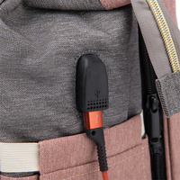 Multifunctional Diaper Backpack with Mosquito Net and Insulated Pockets - Pink and Grey thumbnail