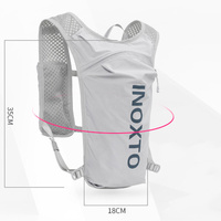 Lightweight Hydration Running Vest with 5L Capacity and Reflective Strips, Gray backpack with Blue text thumbnail