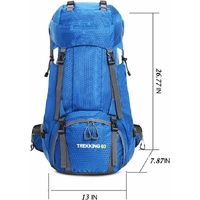 Dark Blue 60L Waterproof Hiking Backpack with Multi-Pocket Design for Outdoor Adventures thumbnail