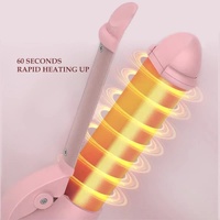 Red Mini Cordless Hair Curler with Adjustable Heat Settings and USB Charging thumbnail
