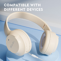 Khaki Wireless Bluetooth Headphones with Hi-Fi Bass, Foldable Design, and Card Slot thumbnail