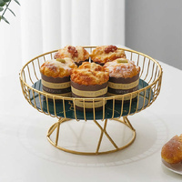 Elegant Iron Art Glass Serving Tray(White Glass) - Round Design with Gold Finish 27*13.5*17.5cm thumbnail