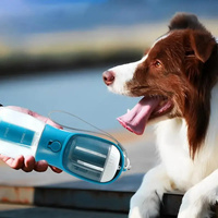 Dark Blue 3-in-1 Portable Pet Water Bottle with Food Storage and Waste Bag Dispenser - 300mL Capacity thumbnail