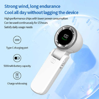 Pink Portable USB Rechargeable Handheld Fan with Digital Display thumbnail