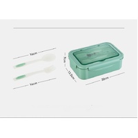 2 PCS Green Multipurpose Lunch Box with Spoon and Fork thumbnail