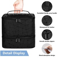 Gray Large Capacity PVC Cosmetic Bag - Portable Nail Polish Storage Case with Dividers thumbnail