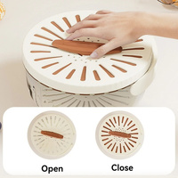 2PCS Brown Double-Layer Fruit and Vegetable Drain Basket - Multifunctional Collapsible Kitchen Strainer with Handle for Washing and Storage thumbnail