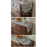 Red Vintage Bohemian Tassel Table Runner - 40x180cm Decorative Linen thumbnail