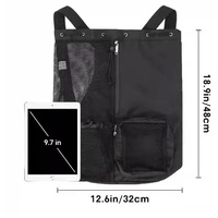 Blue Mesh Drawstring Backpack - Lightweight Sports and Beach Bag with Pockets thumbnail