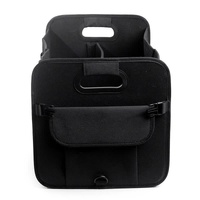 Black Foldable Car Trunk Organizer - Multi-Compartment Storage Box with Handles thumbnail
