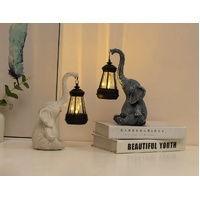 White Meditating Elephant Solar Lantern Statue - Decorative Garden Light for Outdoor Spaces thumbnail