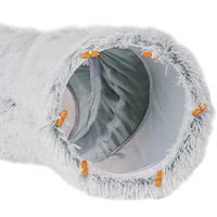 Rainbow Luxury Plush Cat Bed with Hidden Tunnel - Soft Round Pet Bed for Cats and Small Dogs thumbnail