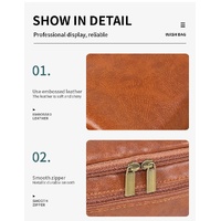 Brown Premium PU Leather Travel Toiletry Bag with Zipper Compartments thumbnail