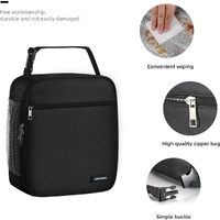 Black-grey Set of 2 Handheld Insulated Lunch Bags for Food Storage thumbnail