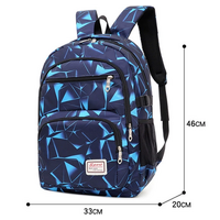 Grey Stylish 3-Piece Backpack Set with Unique Geometric Design thumbnail