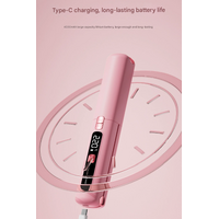 Pink Portable Two-in-One Wireless Hair Straightener and Curler with Six Temperature Settings and Intelligent Liquid Crystal Display thumbnail