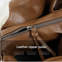 Brown Trendy Large Capacity Soft Leather Tote Bag - Women' Shoulder & Crossbody Handbag thumbnail