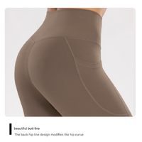 L Dark Khaki High-Waist Seamless Yoga Leggings with Pockets - Ultra Soft & Quick-Dry Workout Tights thumbnail