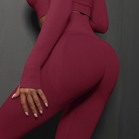 L Dark Grey Seamless Butt-Lifting Yoga Leggings - High-Waist Peach Hip Workout Tights thumbnail