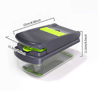 Green and Grey 14-Piece Multifunctional Vegetable Chopper and Slicer Set - Kitchen Cutting and Grating Tool thumbnail