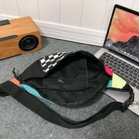 Black and White Check Trendy Checkered Crossbody Bag - Color-Block Chest Bag for Men and Women, Lightweight Nylon Waist Bag thumbnail