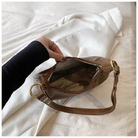 Black Vintage PU Leather Shoulder Bag - Women's Simple and Stylish Tote Bag for Commuting and Casual Use thumbnail