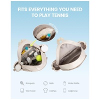 Off White Lightweight Waterproof Tennis Racket Backpack - Multifunction Sling and Backpack for Men and Women(The water cup racket is a shooting prop a thumbnail