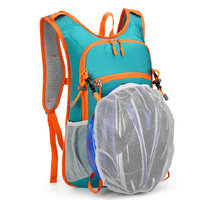 Lake Blue and Orange Patchwork Style Lightweight Outdoor Cycling Backpack - Durable and Water-Resistant Oxford Fabric, Large Capacity Sports Hiking Ba thumbnail