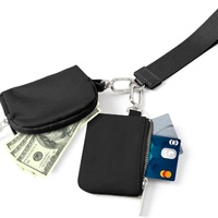 Pink And Off White Portable Ladies Wrist Bag - Mini Wallet for Cards, Coins, and Keys, Lightweight and Stylish Organizer, Perfect for Daily Use thumbnail