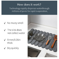 Dark Gray Square Engraved Inner Frame Foldable Diatomaceous Earth Drying Mat - Super Absorbent, Fast-Drying, Non-Slip Kitchen Countertop Mat thumbnail