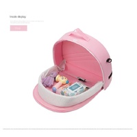 Grey Portable Multi-Purpose Baby Bed and Diaper Backpack - Lightweight, Waterproof, Canvas + Polyester Material, Travel Essential for Moms(With mosqui thumbnail