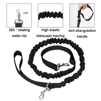 Black Reflective Pet Waist Bag with Hands-Free Leash for Night Safety - Adjustable Waist Pack with Detachable Pouches thumbnail