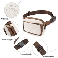 White And Brown Color Matching Adjustable Waterproof PU Leather Waist Bag - Stylish Crossbody Belt Bag for Men & Women thumbnail