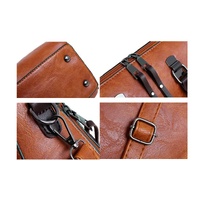 Brown 4-Piece Women's PU Leather Tote Bag Set - Vintage Handbag, Shoulder Bag, Clutch, and Card Holder - Lightweight Design thumbnail