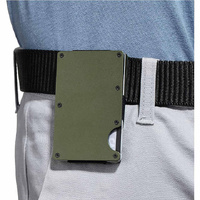 2 Pcs Dark Blue Aluminum Alloy RFID Blocking Wallet - Compact, Lightweight Credit Card Holder and Money Clip thumbnail