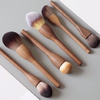 Three-color Flame Large Powder Brush Walnut Wood Makeup Brush Set - Powder, Blush, and Contour Brushes with Soft Fiber Bristles thumbnail