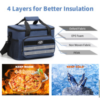 Dark Blue 18L Large Capacity Outdoor Insulated Cooler Bag - Portable Picnic Ice Pack with Shoulder Strap thumbnail