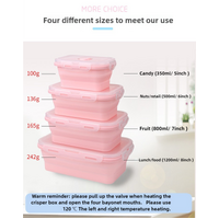 Blue Collapsible Silicone Bento Box Set - 4-Piece Food-Grade Microwave & Freezer Safe Lunch Box Set thumbnail