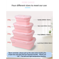 Green Collapsible Silicone Bento Box Set - 4-Piece Food-Grade Microwave & Freezer Safe Lunch Box Set thumbnail
