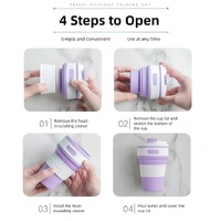 2 Pcs Blue Collapsible Silicone Coffee Cup - Portable, Food-Grade, Microwave & Freezer Safe Travel Mug(Combination pack of the same color) thumbnail